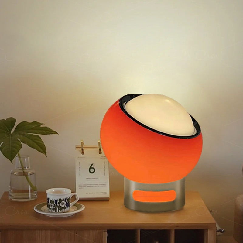 Elegante Bauhaus Tafellamp – Opalglazen Kap met RVS Voet