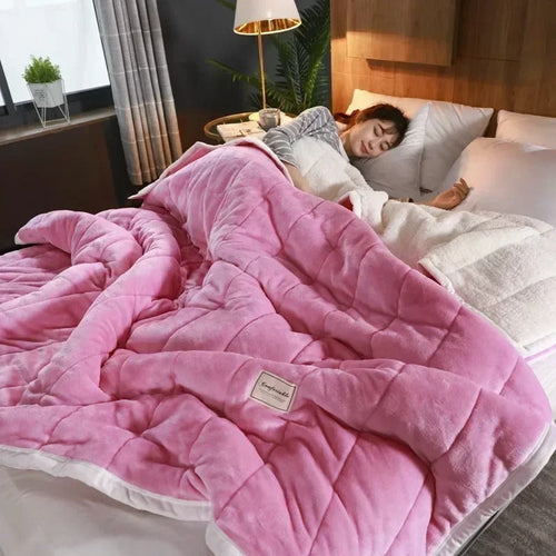 Zachte Koraal Fleece Deken – Warme Flanellen Plaid voor Herfst en Winter