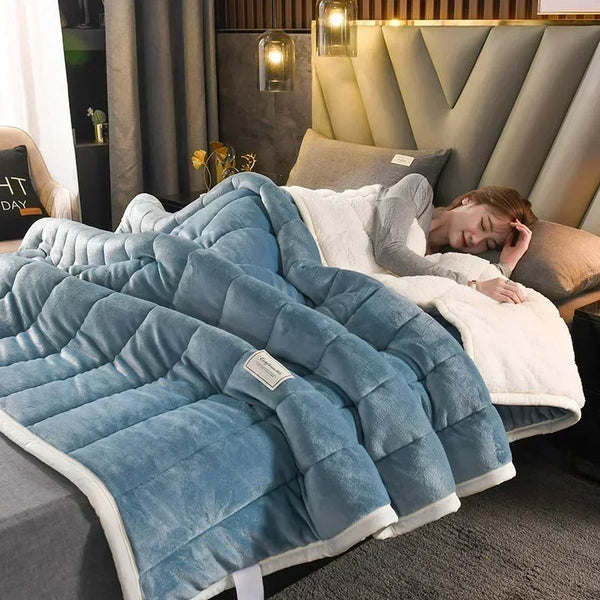 Zachte Koraal Fleece Deken – Warme Flanellen Plaid voor Herfst en Winter