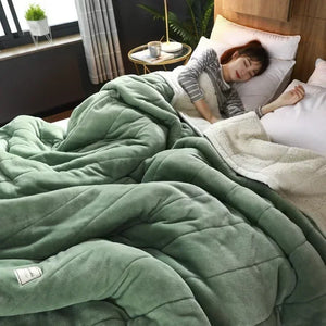 Zachte Koraal Fleece Deken – Warme Flanellen Plaid voor Herfst en Winter