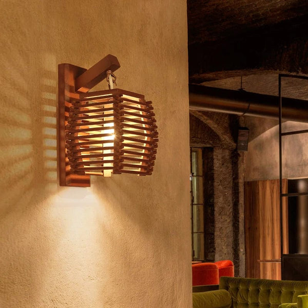 Creatieve Bamboe Wandlamp  Natuurlijke Houten Verlichting voor Gezellige Sfeer
