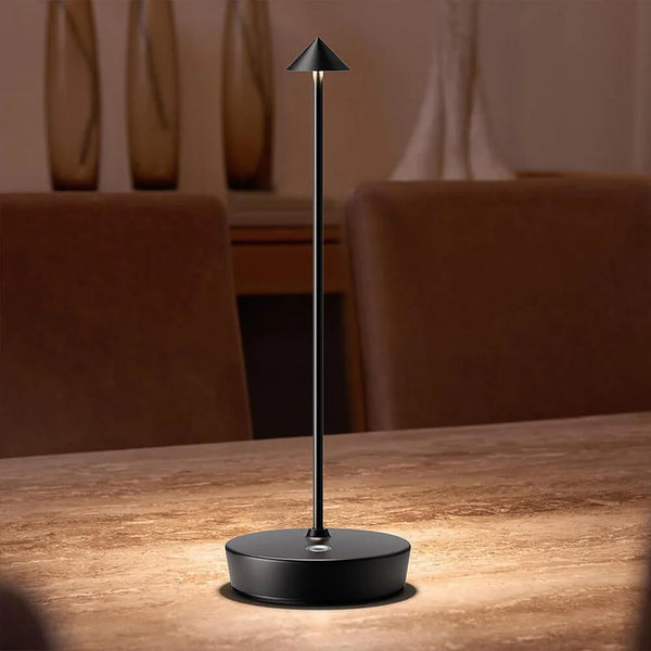 LumisBogen Draadloze LED Tafellamp – Minimalistische Woonverlichting, Oplaadbaar, Touch Bediening, Zwart & Goud