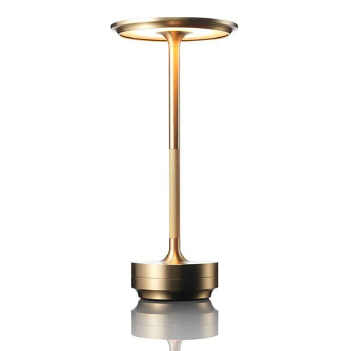 Moderne LED Tafellamp – Oplaadbare Minimalistische Bureaulamp in Zwart & Goud, Dimbaar met Warm Licht
