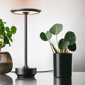 Moderne LED Tafellamp – Oplaadbare Minimalistische Bureaulamp in Zwart & Goud, Dimbaar met Warm Licht