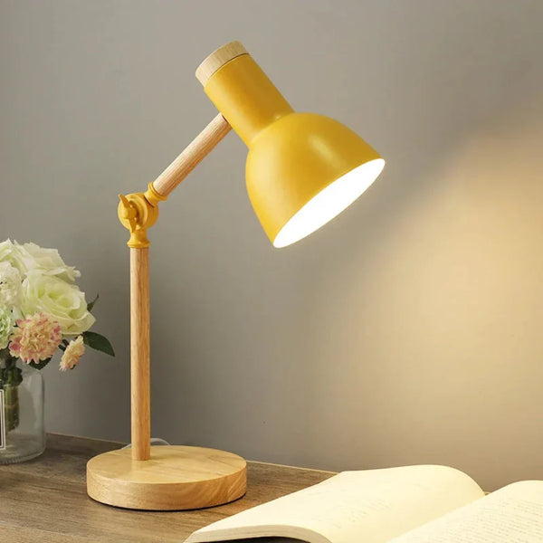 Scandinavische Schwenkarm Bureaulamp – Verstelbare Houten Tafellamp voor Woonkamer & Kantoor