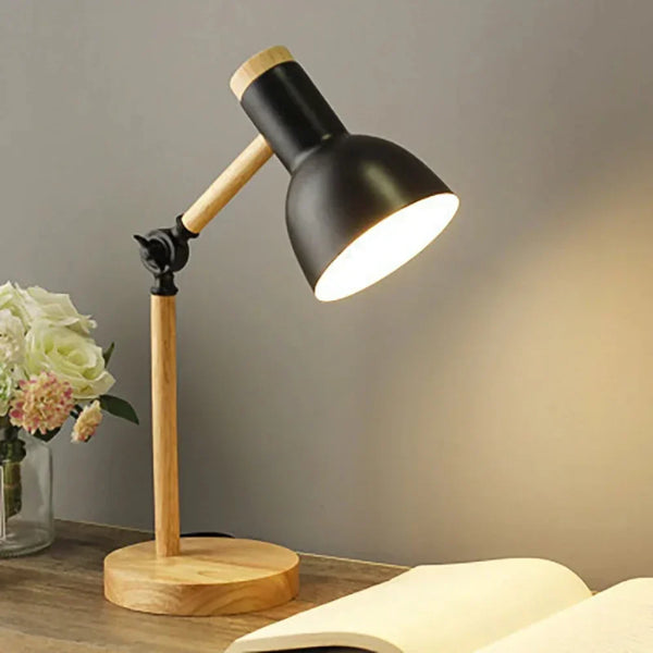Scandinavische Schwenkarm Bureaulamp – Verstelbare Houten Tafellamp voor Woonkamer & Kantoor