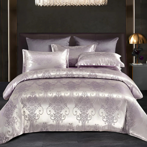 Luxe Satijnen Bedovertrek met Jacquard Design – Zijdezacht, Ademend Beddengoed voor Elegante Slaapkamers