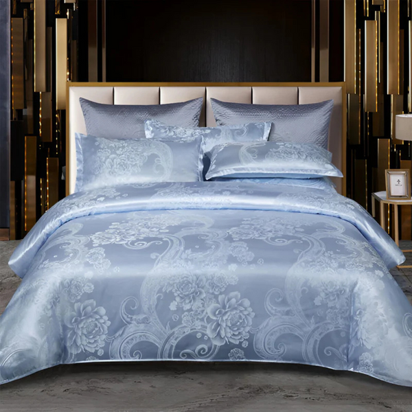 Luxe Satijnen Bedovertrek met Jacquard Design – Zijdezacht, Ademend Beddengoed voor Elegante Slaapkamers