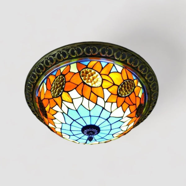 Luxe LED Plafondlamp van Gekleurd Glas Handgemaakt Vintage Ontwerp voor Elegante Huisverlichting