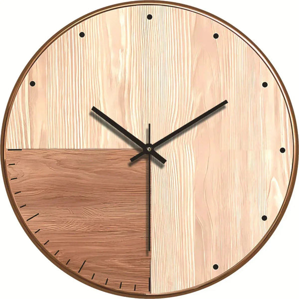 Stille en Elegante Wandklok Modern Houten Effect Woondecoratie