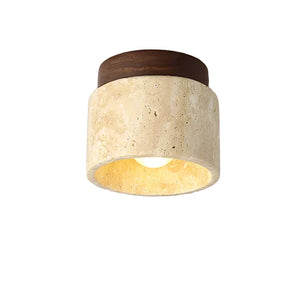 Japanse Stijl Steen & Hout Plafondlamp – Minimalistische Woonverlichting
