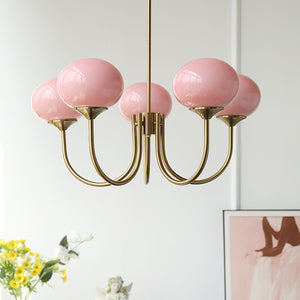 Moderne Bubbles LED Plafondlamp – Elegante Roze Glas & Gouden Afwerking