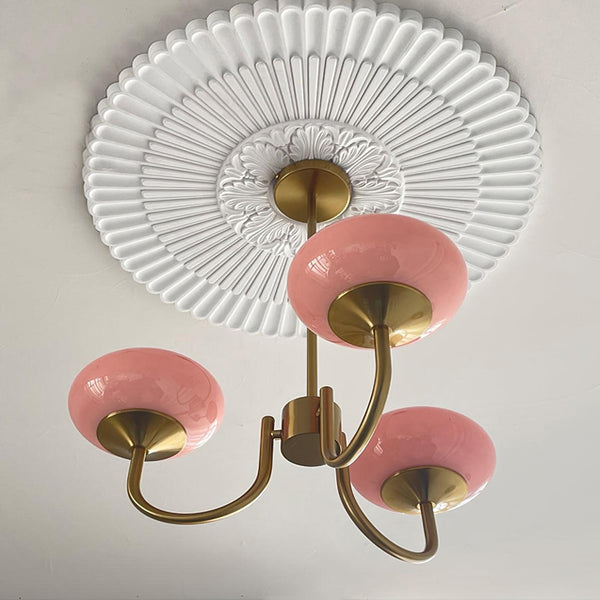 Moderne Bubbles LED Plafondlamp – Elegante Roze Glas & Gouden Afwerking