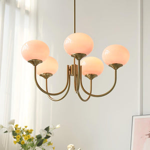 Moderne Bubbles LED Plafondlamp – Elegante Roze Glas & Gouden Afwerking