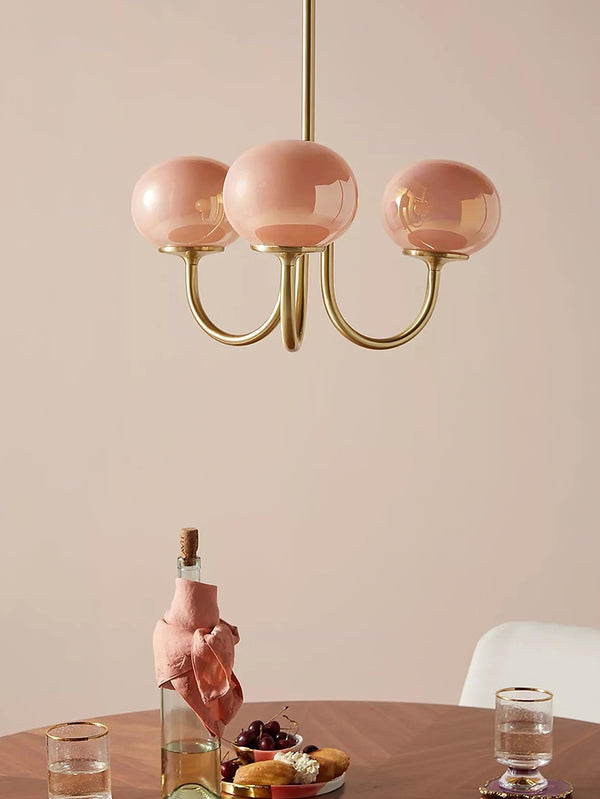 Moderne Bubbles LED Plafondlamp – Elegante Roze Glas & Gouden Afwerking