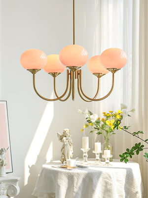 Moderne Bubbles LED Plafondlamp – Elegante Roze Glas & Gouden Afwerking