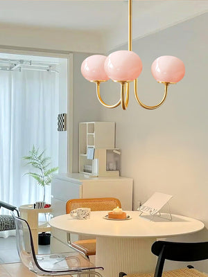 Moderne Bubbles LED Plafondlamp – Elegante Roze Glas & Gouden Afwerking
