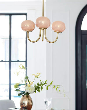 Moderne Bubbles LED Plafondlamp – Elegante Roze Glas & Gouden Afwerking