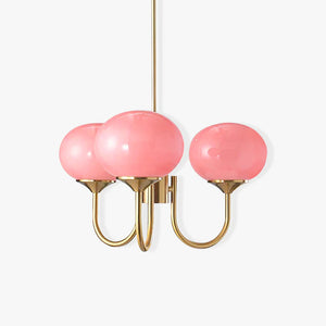 Moderne Bubbles LED Plafondlamp – Elegante Roze Glas & Gouden Afwerking