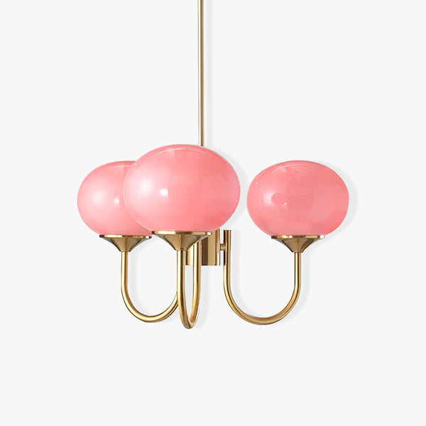 Moderne Bubbles LED Plafondlamp – Elegante Roze Glas & Gouden Afwerking