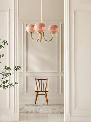 Moderne Bubbles LED Plafondlamp – Elegante Roze Glas & Gouden Afwerking
