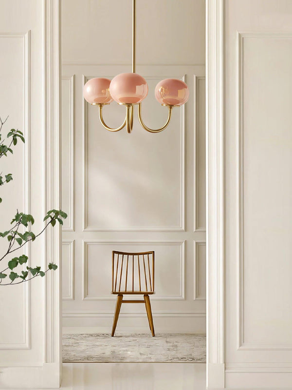 Moderne Bubbles LED Plafondlamp – Elegante Roze Glas & Gouden Afwerking