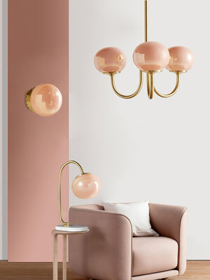 Moderne Bubbles LED Plafondlamp – Elegante Roze Glas & Gouden Afwerking