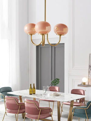 Moderne Bubbles LED Plafondlamp – Elegante Roze Glas & Gouden Afwerking