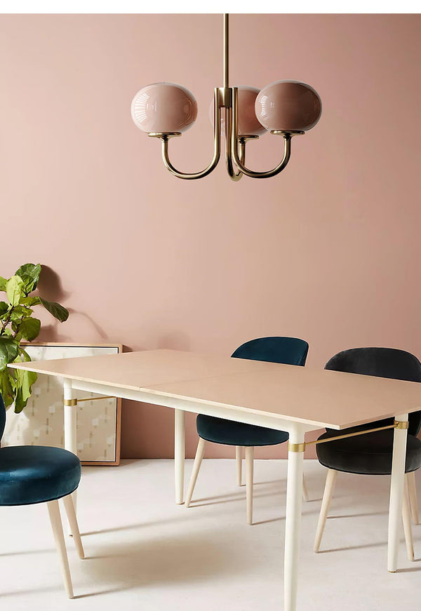 Moderne Bubbles LED Plafondlamp – Elegante Roze Glas & Gouden Afwerking