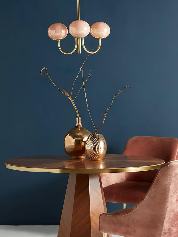 Moderne Bubbles LED Plafondlamp – Elegante Roze Glas & Gouden Afwerking