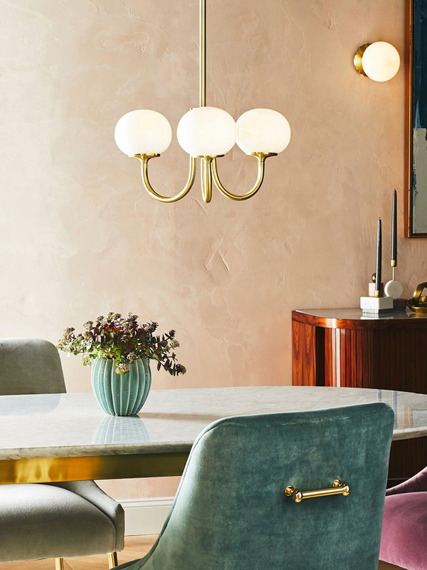 Moderne Bubbles LED Plafondlamp – Elegante Roze Glas & Gouden Afwerking