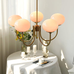 Moderne Bubbles LED Plafondlamp – Elegante Roze Glas & Gouden Afwerking