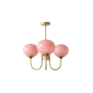 Moderne Bubbles LED Plafondlamp – Elegante Roze Glas & Gouden Afwerking