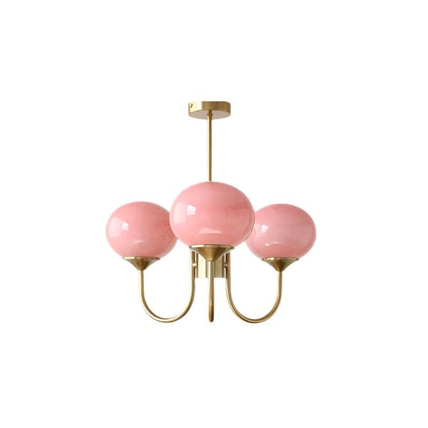 Moderne Bubbles LED Plafondlamp – Elegante Roze Glas & Gouden Afwerking