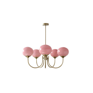 Moderne Bubbles LED Plafondlamp – Elegante Roze Glas & Gouden Afwerking