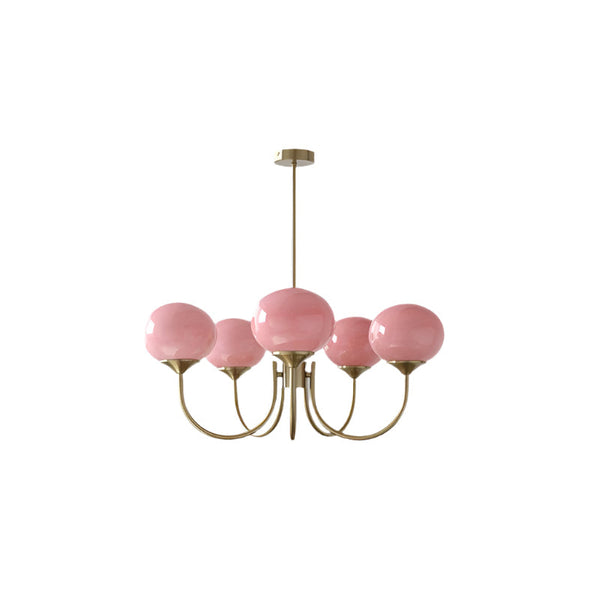 Moderne Bubbles LED Plafondlamp – Elegante Roze Glas & Gouden Afwerking
