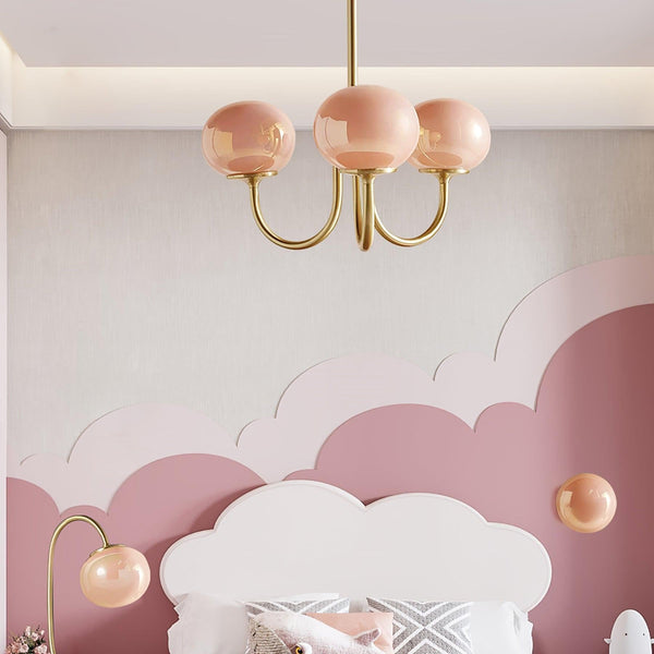 Moderne Bubbles LED Plafondlamp – Elegante Roze Glas & Gouden Afwerking