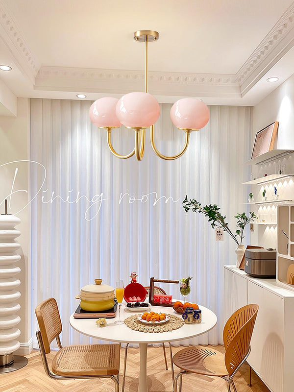 Moderne Bubbles LED Plafondlamp – Elegante Roze Glas & Gouden Afwerking