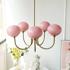 Moderne Bubbles LED Plafondlamp – Elegante Roze Glas & Gouden Afwerking