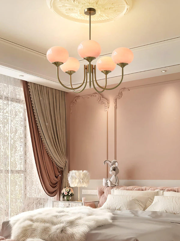 Moderne Bubbles LED Plafondlamp – Elegante Roze Glas & Gouden Afwerking