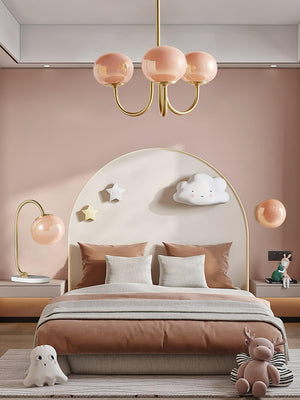 Moderne Bubbles LED Plafondlamp – Elegante Roze Glas & Gouden Afwerking