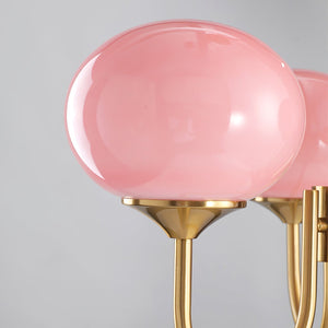 Moderne Bubbles LED Plafondlamp – Elegante Roze Glas & Gouden Afwerking