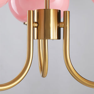 Moderne Bubbles LED Plafondlamp – Elegante Roze Glas & Gouden Afwerking