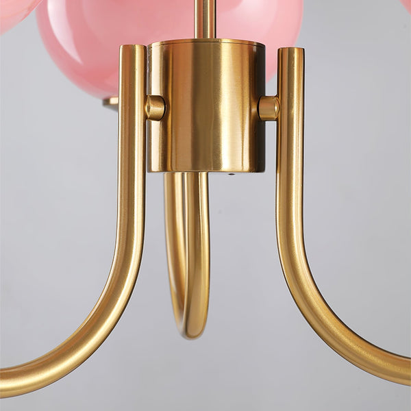 Moderne Bubbles LED Plafondlamp – Elegante Roze Glas & Gouden Afwerking
