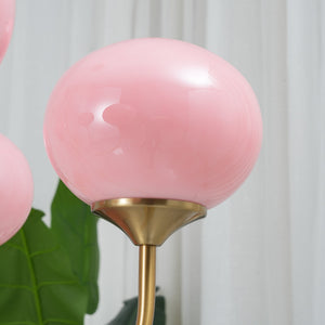 Moderne Bubbles LED Plafondlamp – Elegante Roze Glas & Gouden Afwerking