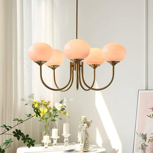 Moderne Bubbles LED Plafondlamp – Elegante Roze Glas & Gouden Afwerking