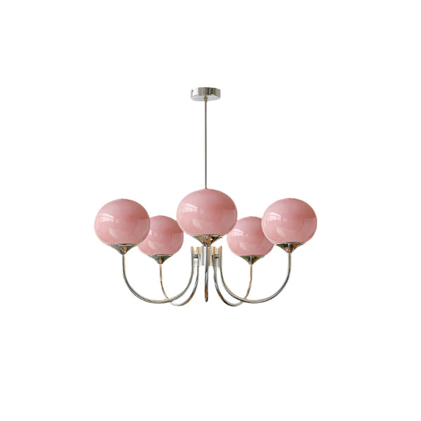 Moderne Bubbles LED Plafondlamp – Elegante Roze Glas & Gouden Afwerking