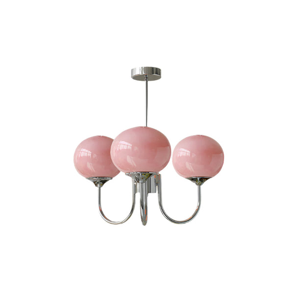 Moderne Bubbles LED Plafondlamp – Elegante Roze Glas & Gouden Afwerking