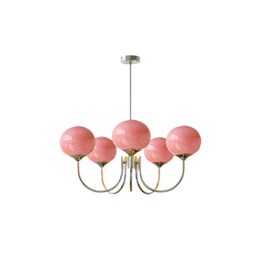 Moderne Bubbles LED Plafondlamp – Elegante Roze Glas & Gouden Afwerking