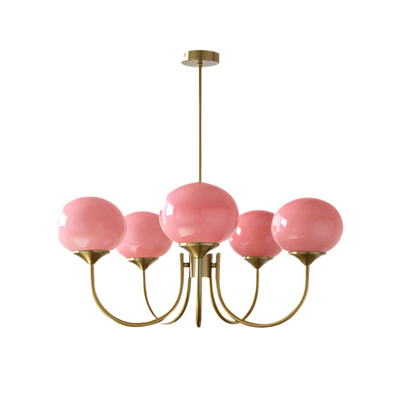 Moderne Bubbles LED Plafondlamp – Elegante Roze Glas & Gouden Afwerking
